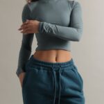 EASE LONG SLEEVE TOP - Gray Blue